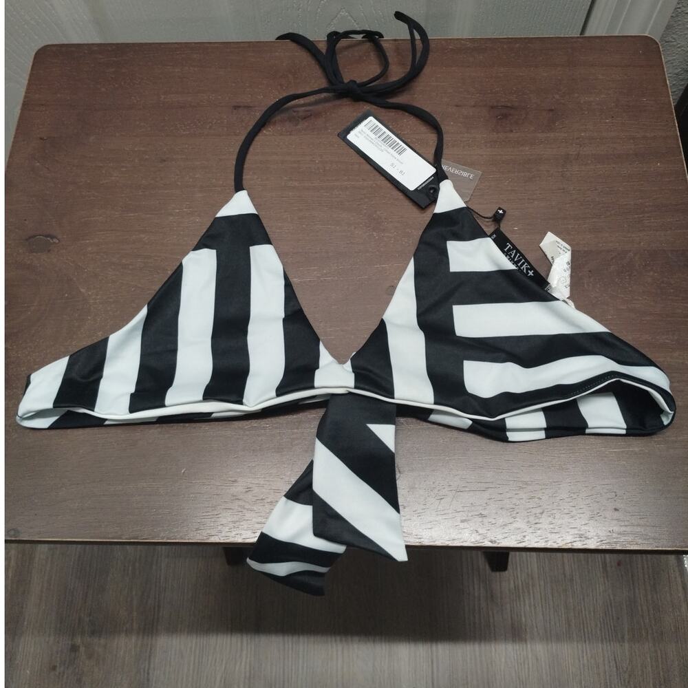 Tavik Swimwear NWT Size XS Black White Stripe Daydreamer Reversible Bikini Top